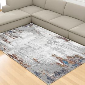 7' X 10' Gray And Ivory Modern Abstract Area Rug