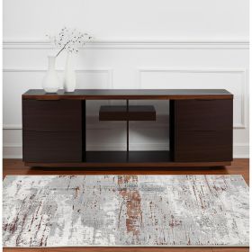 4' X 6' Gray And Brown Abstract Scraped Area Rug