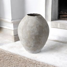 Kyros Natural Wash 23" Earthy Ceramic Oval Vase