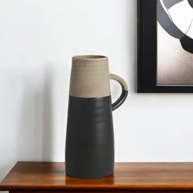 10" Rustic Organic Black And Natural Decorative Jug