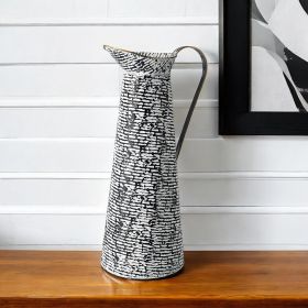 Black And White Textured Jug Vase