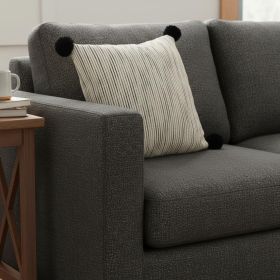 Beige And Midnight Pom Pom Square Accent Pillow Cover