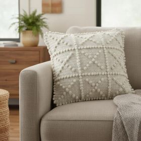 Off White Embossed Details Pillow Cover