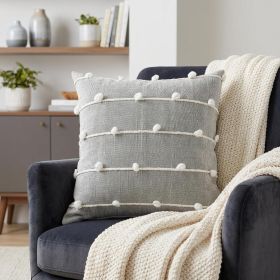 Dark Gray Detailed Pillow Cover
