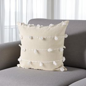 Clouds On Cream Canvas Square Pillow Cover