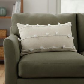 Clouds On Cream Canvas Lumbar Pillow Cover