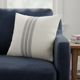 Off White Pillow Cover With  Ash Gray  Stripes