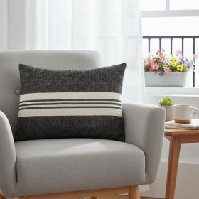 Black And White Striped Lumbar Accent Pillow Cover