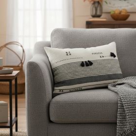 Light Gray Detailed Lumbar Throw Pillow Cover