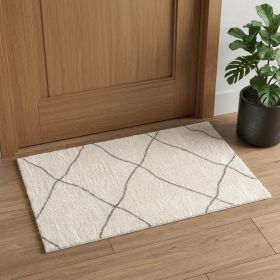 3' X 5' Ivory Modern Uneven Lattice Area Rug