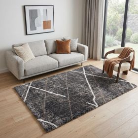 5' X 8' Gray Modern Distressed Lines Area Rug