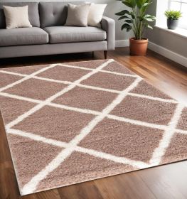 5' X 8' Beige Geometric Area Rug