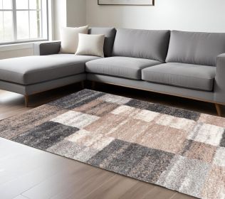 8' X 11' Beige Modern Blocks Area Rug