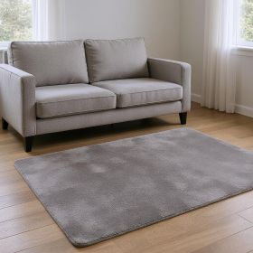 5' X 8' Ivory Modern Solid Shag Area Rug