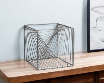 Contemporary Gray Metal Cubed Decor Piece