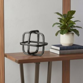 Black Metal Cube Shaped Link Sculpture