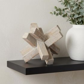 6" Rustic Brown Wood Jack Tabletop Sculpture