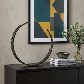 20" Black Iron Modern Abstract Tabletop Sculpture