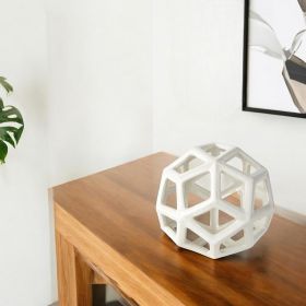 White Crackle Glaze Ceramic Geometric Sculpture