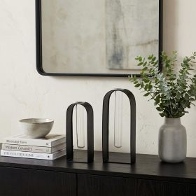 Set Of Two Black Metal Test Tube Decor Pieces