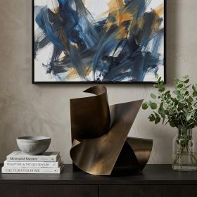 18" Contempo Antiqued Gold Abstract Sculpture