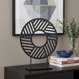 Petite Black Metal Round Geometric Sculpture