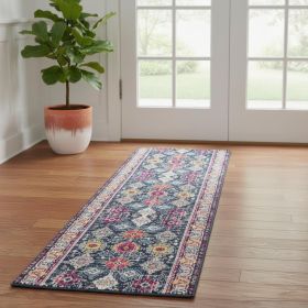 2' X 6' Navy Oriental Area Rug