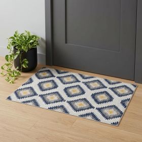 2' X 4' Blue Ikat Kilim Area Rug