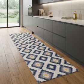 8' Blue Ikat Kilim Runner Rug