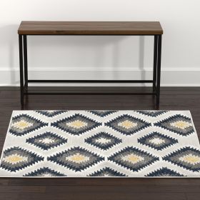 4' X 6' Blue Ikat Kilim Area Rug