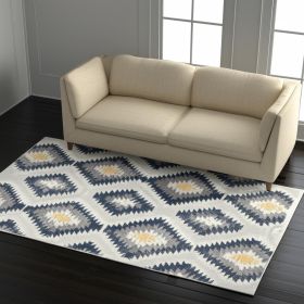 5' X 7' Blue Ikat Kilim Area Rug