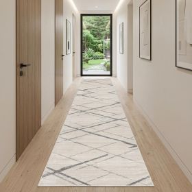 10' Runner Gray and Ivory Geometric Runner Rug