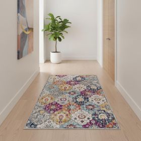 15' Runner Blue and Ivory Floral Runner Rug