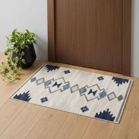 2' X 4' Blue and Ivory Southwestern Area Rug