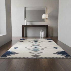 4' X 6' Blue and Ivory Southwestern Area Rug