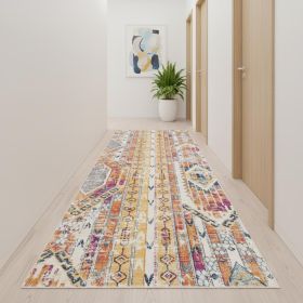 13' Runner Gold and Ivory Southwestern Runner Rug