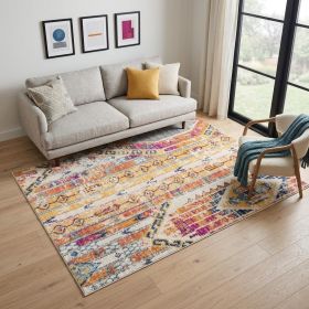 5' X 7' Gold and Ivory Southwestern Area Rug