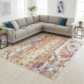 8' X 10' Gold and Ivory Southwestern Area Rug