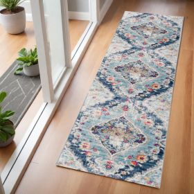 2' X 6' Blue Oriental Area Rug