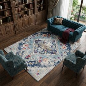 6' X 9' Blue and Ivory Medallion Area Rug