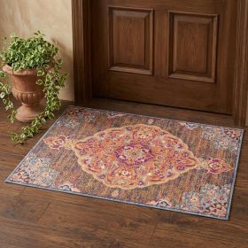 2' X 4' Rustic Orange Medallion Area Rug
