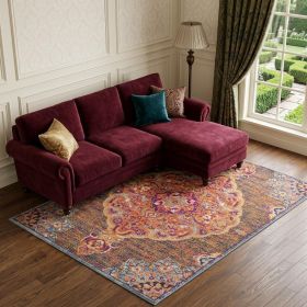 8' X 11' Rustic Orange Medallion Area Rug