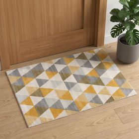 3' X 5' Yellow and Ivory Geometric Area Rug