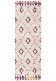 10' Ivory and Gold Geometric Runner Rug