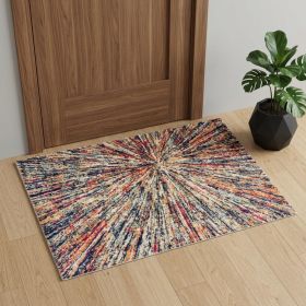 2' X 4' Cream Abstract Area Rug