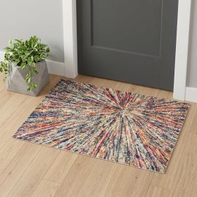3' X 5' Cream Abstract Area Rug