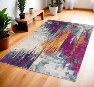 4' X 6' Gray and Ivory Abstract Area Rug