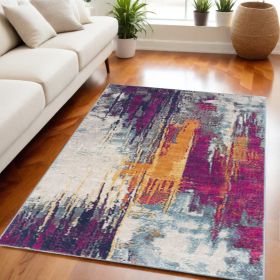 5' X 7' Gray and Ivory Abstract Area Rug