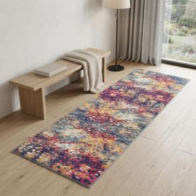 2' X 5' Blue and Ivory Abstract Area Rug