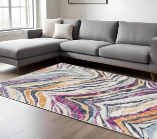6' X 9' Blue and Gold Abstract Area Rug